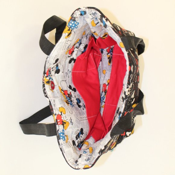 Mickey Mouse Handmade Fabric Shoulder Purse Bag Handbag Tote Magnetic Closure - Picture 4 of 7